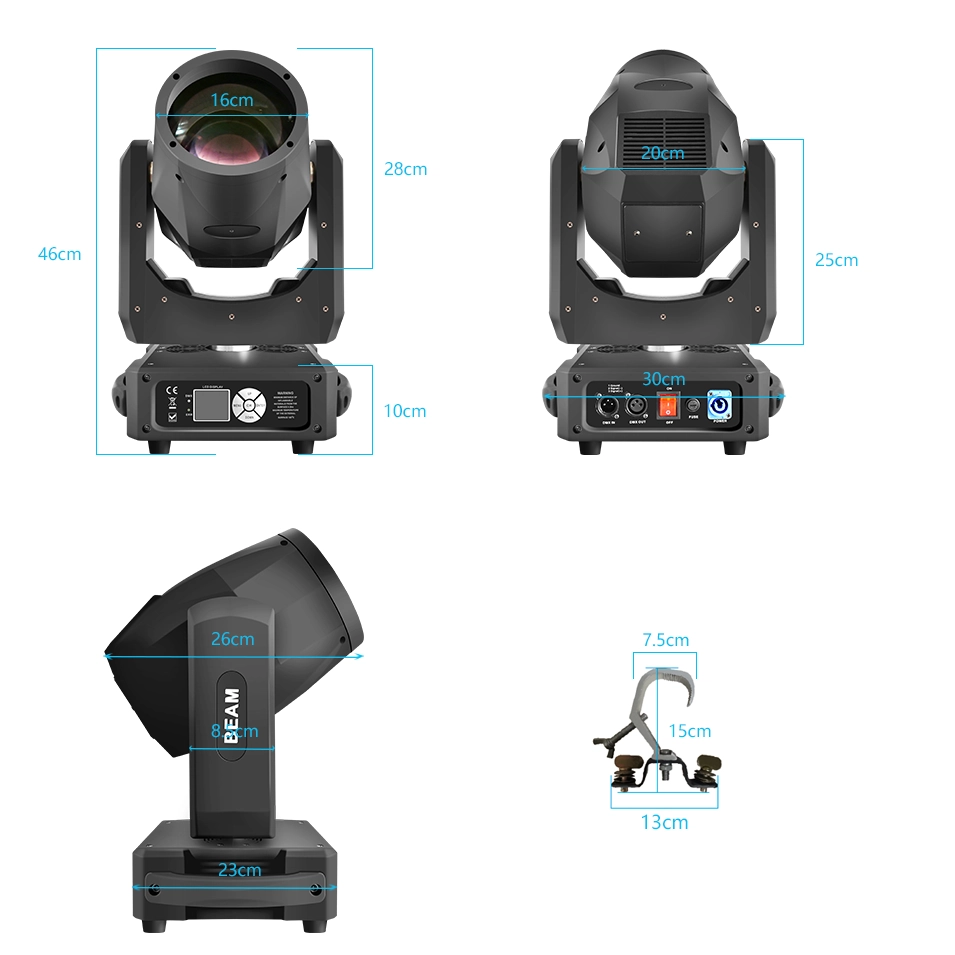 250W Fuerte Viga de descarga de luces de cabeza en movimiento para el haz de banquetes 2550