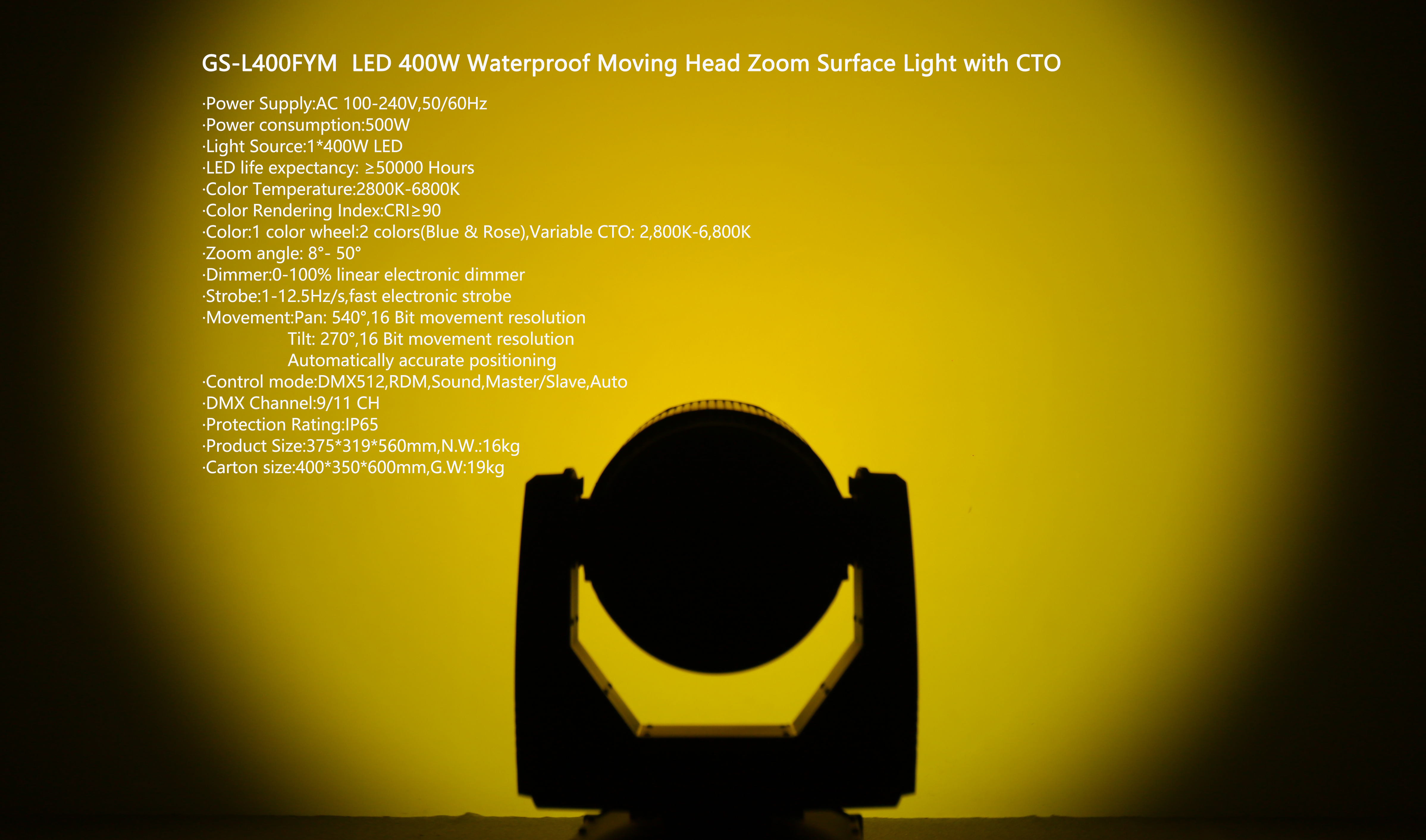 LED al aire libre 400W Impermeable de la cabeza en movimiento de la superficie de zoom de la superficie con CTO