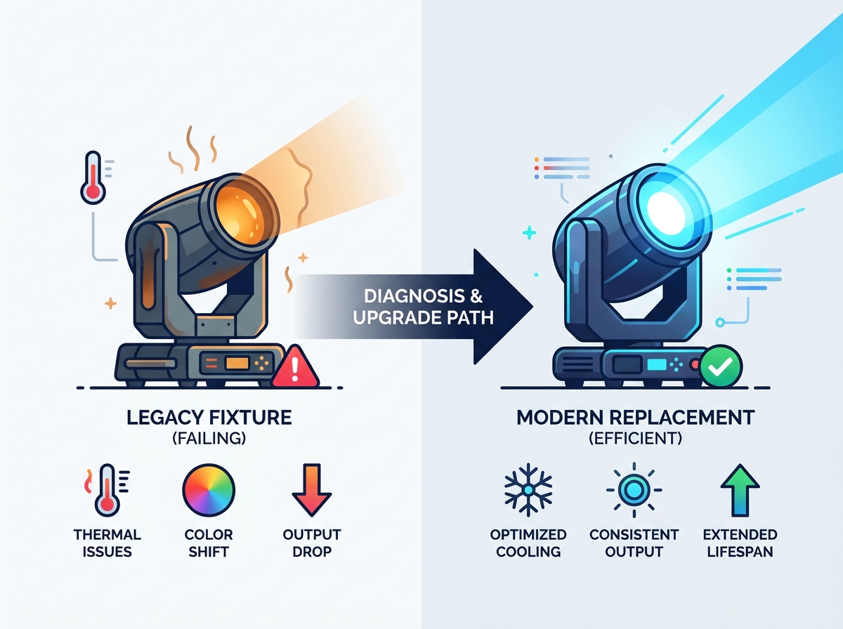 Configuraci&oacute;n del equipo de iluminaci&oacute;n del escenario con cabezal m&oacute;vil